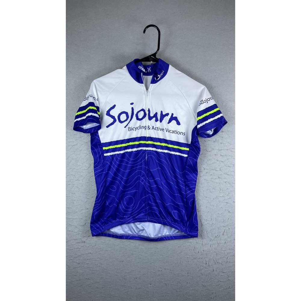 VOmax Sojourn Cycling Jersey Womens Medium Full Zip Short Sleeve Blue Bike Shirt